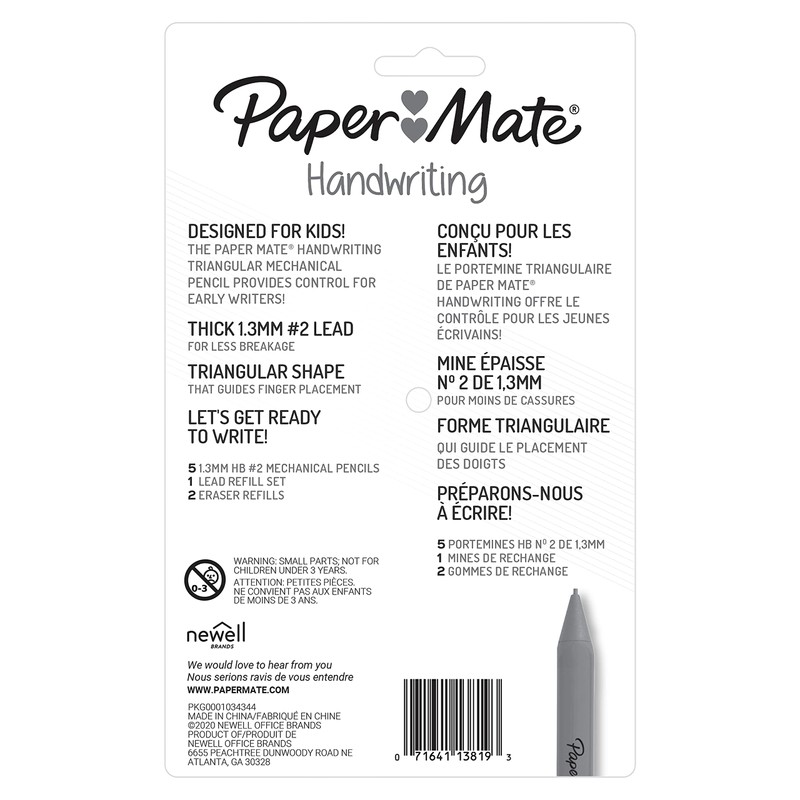 Paper Mate Handwriting Triangular Mechanical Pencil Set with Lead &