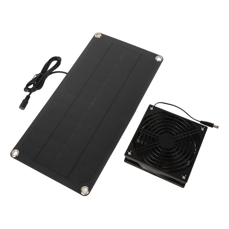 Solar Panel Fan Kit 20W Powered Mini Portable for Greenhouse