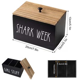 Tampon Holder for Bathroom, Tampon Storage Pad Organiser for Bathroom with Lid, Feminine Products Caddy, Bathroom Accessories Decor Box, Movable Feminine Product Organiser (Black)