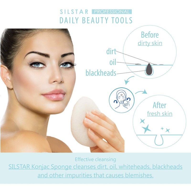 Silstar Professional Konjac Sponge, Facial Sponge, Bath Sponge, Great Cleansing