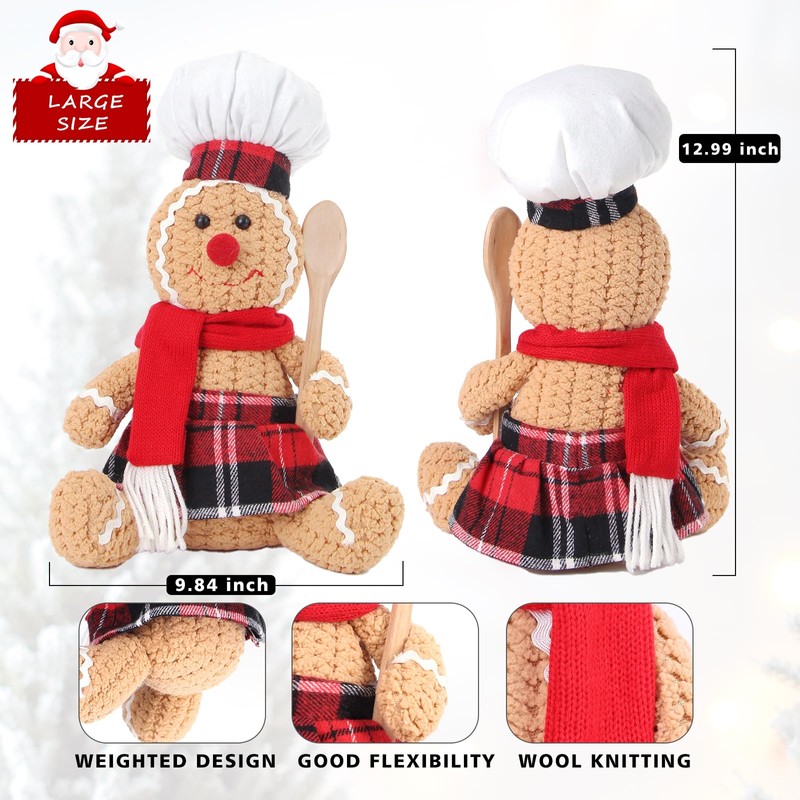 22 Inch Large Size Christmas Gingerbread Plush,2PCS Gingerbread Man Christmas