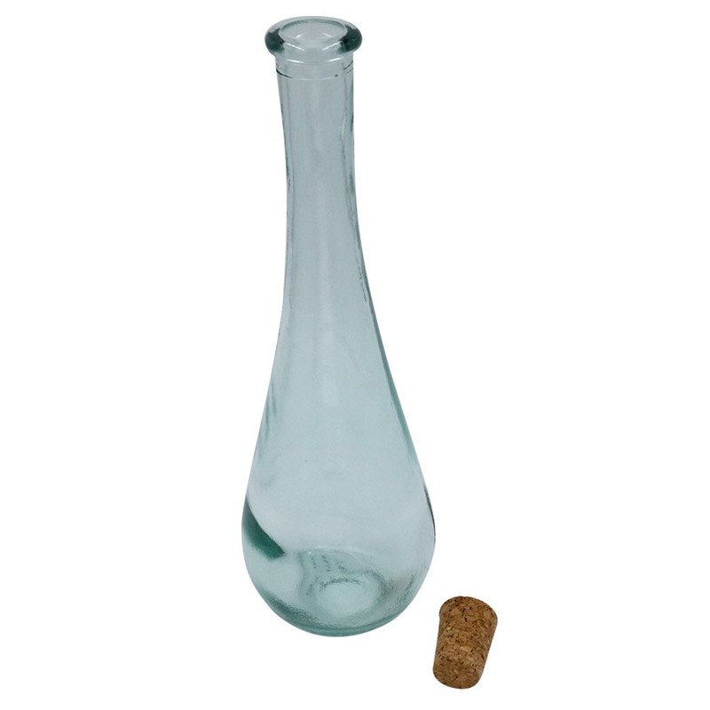 Green Glass Bottle from Spain Teardrop Shape Bottle with Cork