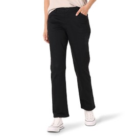Lee Women's Relaxed Fit All Day Straight Leg Pant, Jet Black, 10 Short Petite
