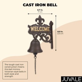 Cast Iron Bell for Front Door, Vintage Antique Style (6.7 x 8.9 x 0.8 Inches)