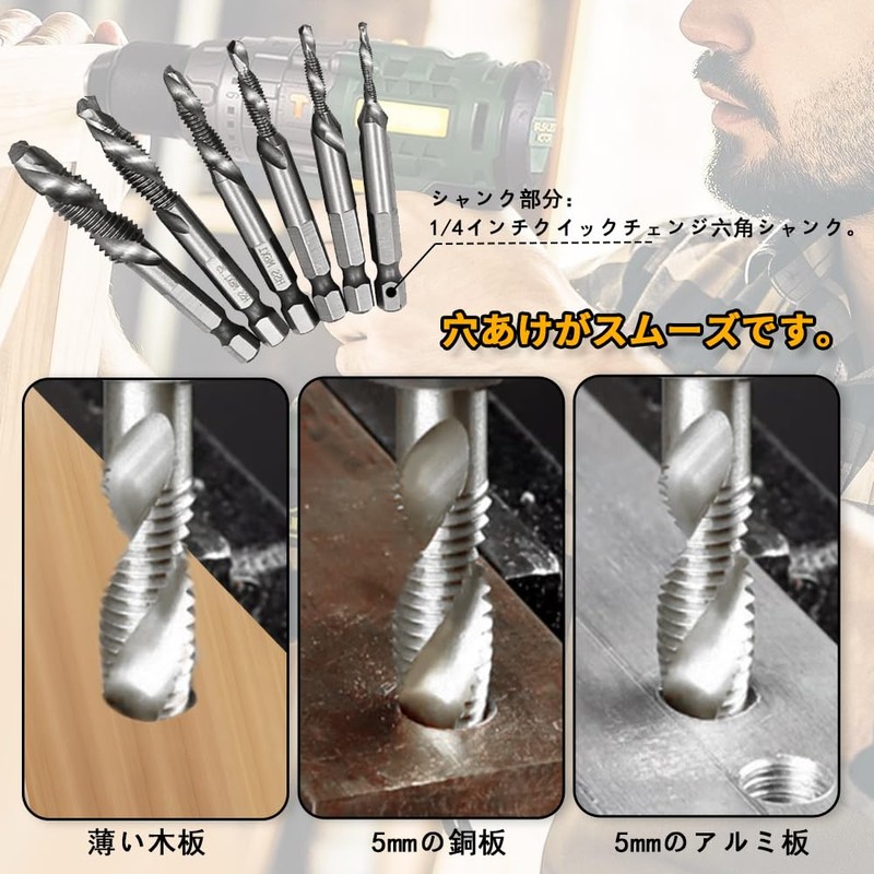 KASELIN Tap Drill Set (M3, M4, M5, M6, M8, M10),