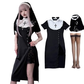 milky time Women's Halloween Cosplay Dress, Slit, Sister Short Sleeve