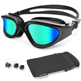 Fulllove Swim Goggles, Tenfold Long-lasting Anti Fog Swimming Goggles for Adult Men Women, No Leakage with Nose Clip Earplugs