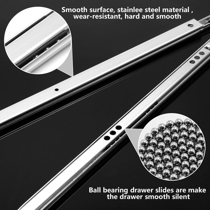 Suiwotin 4PCS 12 Inch Drawer Slides, Metal Ball Bearing Drawer