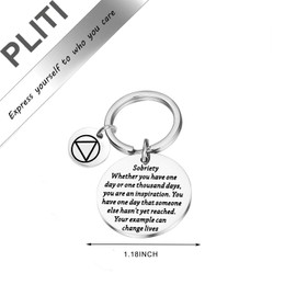 PLITI Sobriety Gift Addiction Recovery Gift Sober Gift Recovery AA Alcoholics Anonymous Birthday Gifts AA NA Gift Sobriety Keychain (Sobriety change lives CA)