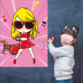 Zhangguanlidai Singer Birthday Decorations,Pin The Lip on The Singer Game,Popular Birthday Party Supplies Music Birthday Decorations