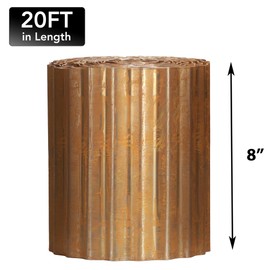 Worth Garden 20 Feet Pre-Rusted Corrugated Edging - 8" H. Sturdy Steel Landscape Lawn Edging - Bendable Metal Long Strips of Garden Border for Raised Flower Bed Tree Surrounds