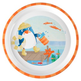 HABA Children's Plate Penguin - Practical Melamine Plate with Penguin Motif - Non-Slip - Dishwasher Safe - From 12 Months - 2012441001