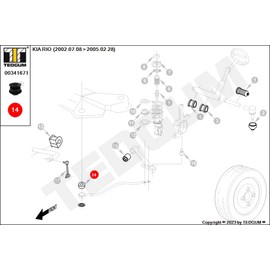 TEDGUM 00341671 BOCCOLA DELLA BARRA DI RAGGIO ANTERIORE (ALLA CARROZZERIA)