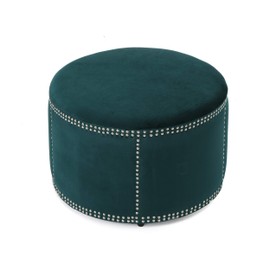 Christopher Knight Home Jaewon Studded Velvet Ottoman, Teal / Black