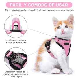 Voarge Cat Harness, Adjustable with 150 cm Leash, Safety Cat Harness for Small Medium Large Adult Cats, Puppies, Cat Harness for Walking Travel (Pink, S)