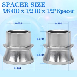 YIFUOK 5/8" to 1/2" High Misalignment Spacer Heims Standard Ball Width, Ends Heim Joint (5/8" to 1/2"-4PCS)