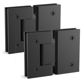 AatrixQuayn 180 Degree Glass Shower Door Hinges Heavy Duty Solid Brass Glass Shower Door Hinges for 5/16"(8mm) - 1/2"(12mm) Thickness Tempered Glass (Black, 2 Pack, 180 Degree)