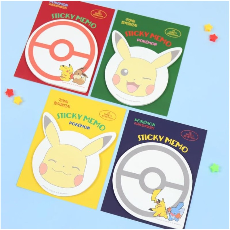 2 Count, Pikachu Sticky Notes Pad, Memo Pad, 30Sheets/Pad (Face)