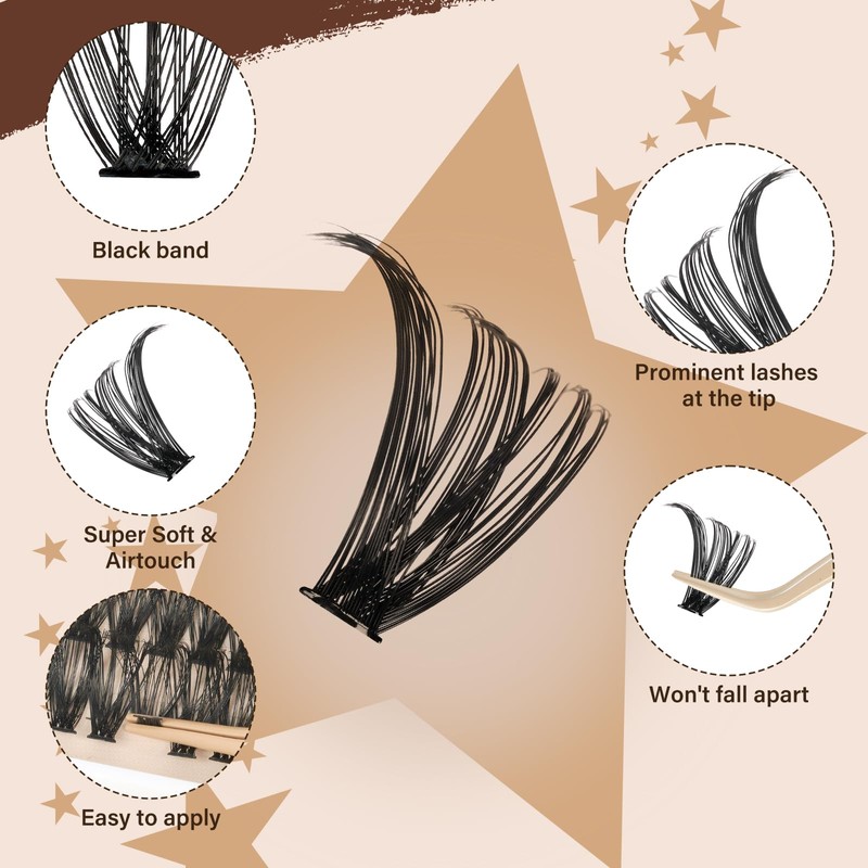 JMS&JMS DIY Lash Extension Kit Lash Clusters Kit 40D+50D D
