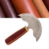 Round Leather Knifes Incisive Blade High Hardness Polished Wooden Handle