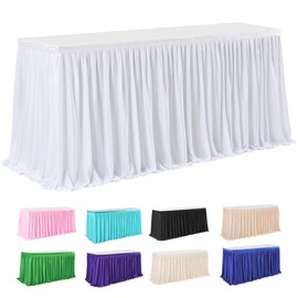 Hrlace Table Skirt with Pleated Ruffles Tutu Table Skirts Romantic Tulle Desk Gauze Table Border Table Decoration for Baby Shower, Wedding, Birthday, Party, Bar, Valentine's Day 0.4 2.75 x 0.77 m