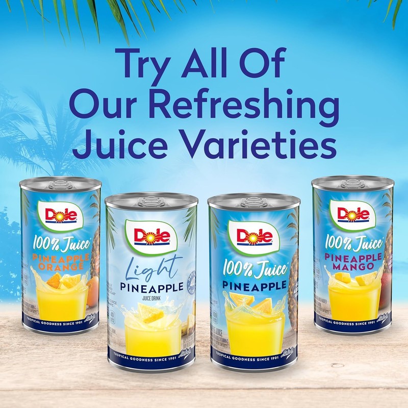 Dole 100% Pineapple Juice, No Added Sugar, Excellent Source of