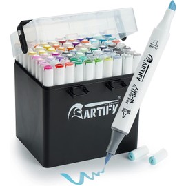 ARTIFY Alcohol Brush Markers, Brush & Chisel Dual Tips Professional Artist Markers, Drawing Marker Set with Carrying Case for Adult Coloring and Drawing Media for Beginner or Experienced Artists