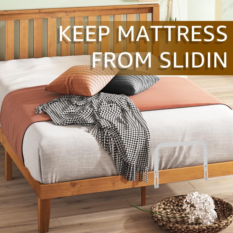 4 Pack White Mattress Slide Stopper, Non-Slip Metal Mattress Gripper