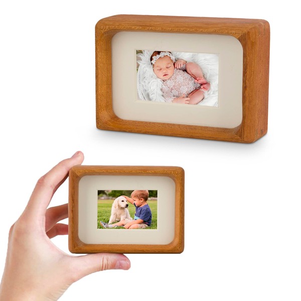 Youncewooder Samll Natural Teak Wood Picture Frames - Displays 1x2