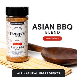 My Secrets Peggy’s Food Asian BBQ Seasoning Blend - Low Sodium Spice for Grilling Roasting Stir Fries - Bold Umami Flavor No Additives - All Purpose Meat Vegetable Seasoning 4.25 Oz