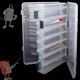 Tackle Box, Hook Fishingtackle Accessories, Storage Box, Hardbaits Box, Double-Sided, 14 Compartments, Waterproof, Visible, Plastic, Clear, Fishing Bait, Fishing Box, Tackle Box, Fishing Box for
