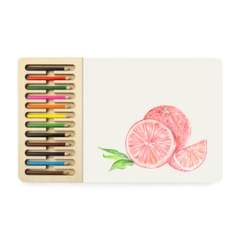 Three by Three Seattle jOTBLOCK Artist Sketchpad Bundle With Pad Refill Pack: Includes Wood Cutout Pockets, Wood Base, 50 Sheets 10x11" Sketch Paper & 12 Color Pencils with Additional Refill 50 Sheets