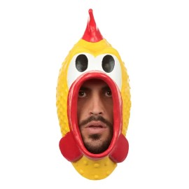 Máscara Rubber Chicken Pollo Chillón Divertido Halloween Color Amarillo