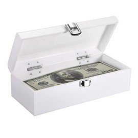 TOLIDA White Acrylic Cash Box with Metal Latch - Single Row Money Storage Organizer, Currency Storage Box, Storage Box for Paper Money Currency Ticket