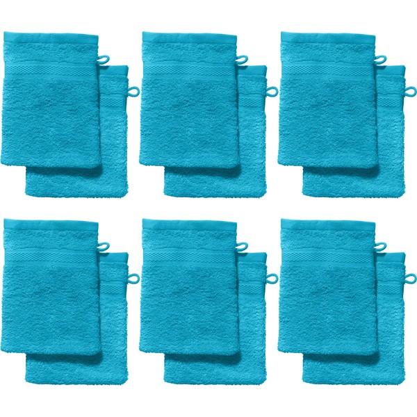 REDBEST Washcloths, Pack of 12, Chicago, Turquoise, Size 15 x