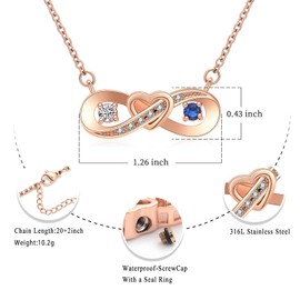 VCCWYQK Gemstone Heart Infinity Urn Necklace for Women Cremation Jewellery for Ashes Urn Necklace Pendant Memorial Lockets Keepsake Cremation Ash Jewellery, Stainless Steel, No Gemstone