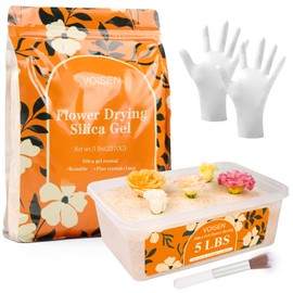 VOISEN Silica Gel Flower Drying,5LBS Flower Drying Silica Gel Crystals,Color Indicating Flower Preservation Kit Contains Flowers Desiccant, Brush, Gloves, Plastic Box