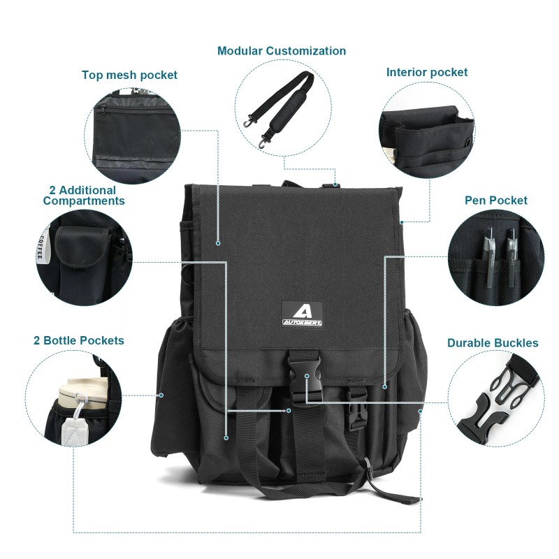 AUTOXBERT Car Front Seat Organizer Backpack Patrol Bag Storage Police
