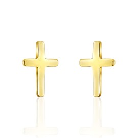 Elegant Cross Earrings Gold | As a Communion and Confirmation Gift | Ideal as Christian Jewellery or Spiritual Gifts for Religious Occasions, Gold
