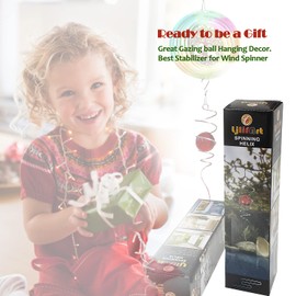 LJLIFART Gazing Ball Spiral Red Decorative Wind Spinner Unique Gift and Hanging Decor for Indoor Outdoor Garden Decoration 13 Inch Height