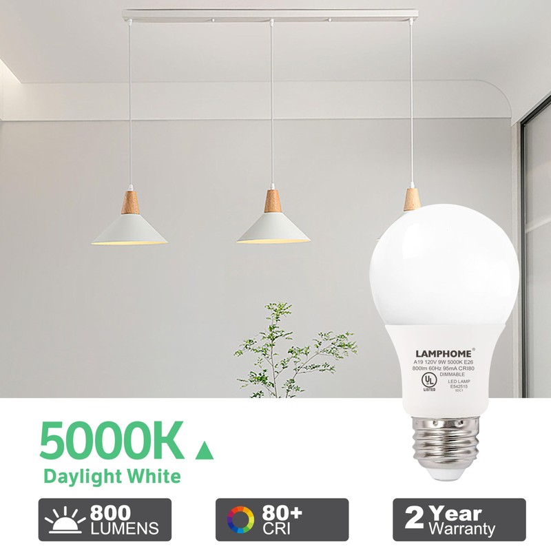 LAMPHOME 8-Pack Daylight White LED Bulbs - Brighten Your Bedroom