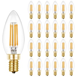 Hizashi E12 Candelabra Bulb 40 Watt 90+CRI LED Chandelier Light Bulb Dimmable, B10 LED Candelabra Light Bulbs, 4W, 450LM 2700K Warm White, Candle Light Bulbs, UL Listed, 24 Pack