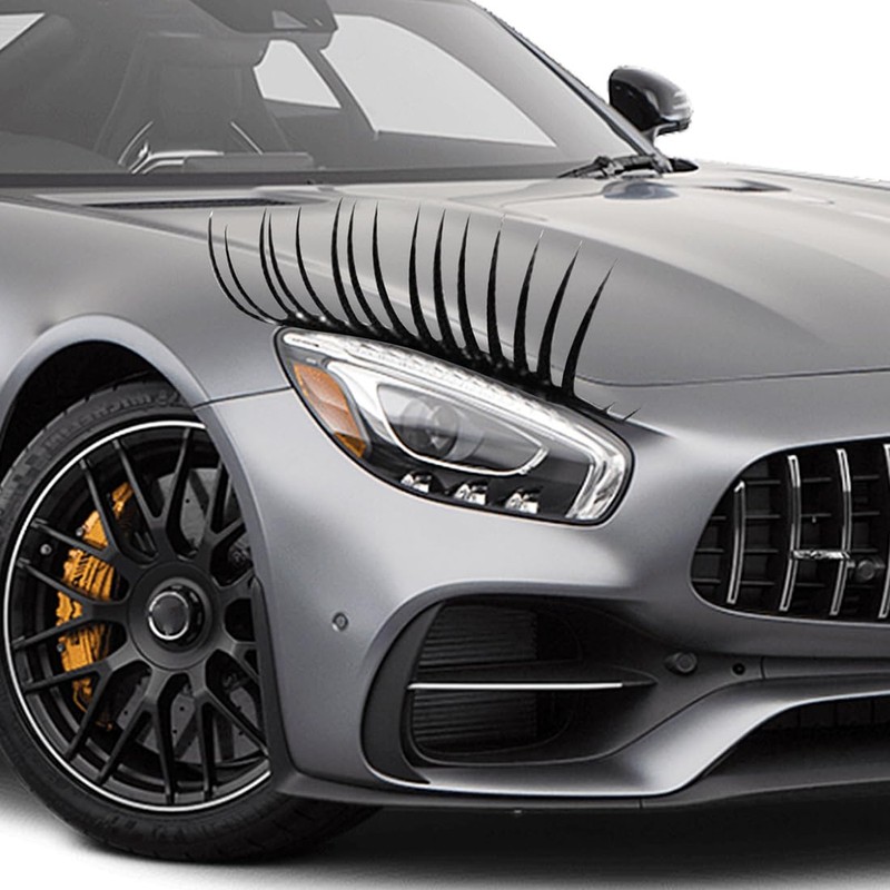Car Eyelash Stickers, 4 Pieces 3D Eyelashes Car Decorative Sticker,