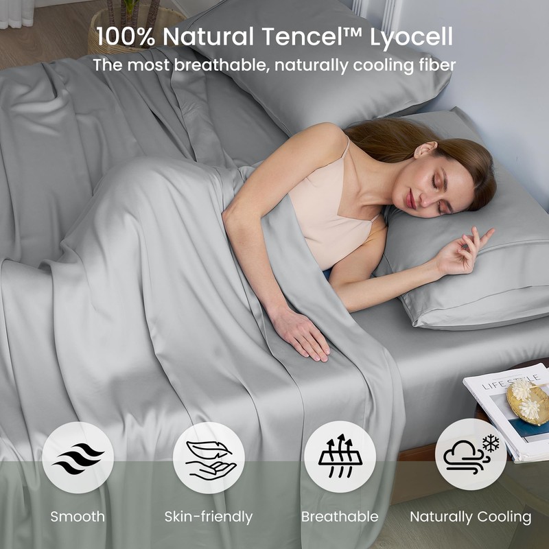 Amélie Home 100% Tencel Lyocell Sheet Set Queen Size 4