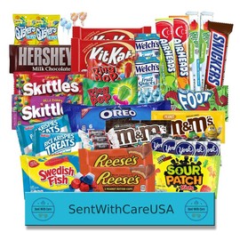 The Ultimate Candy Box Birthday Candy Box - Candy Snack Box College Care Package | Sweet Treats Cookies Gift for Students Snack Basket - Box Size: Medium Candy Box, Notecard Options: Birthday Option #2