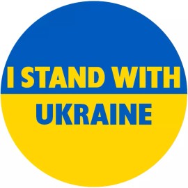 Kiwi Gifts I Stand With Ukraine - 3 Inch Circle Sticker 3" x 3" - Flag Blue Yellow