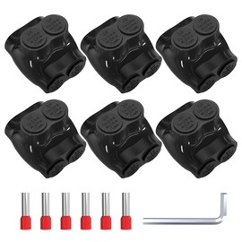 Joinfworld 2 Port Insulated Multi Tap Connector 2/0-6 Gauge Wire Connectors Aluminum to Copper Wire Connectors Dual Entry Black Electrical Cable Connectors with Slotted Allen Hex - 6 Pack