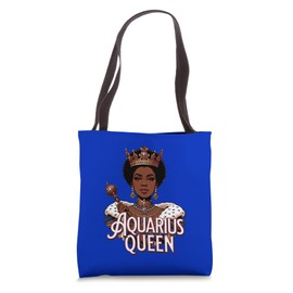 Aquarius AF Vibes Queen Energy Zodiac Regal Afro Crown Tote Bag