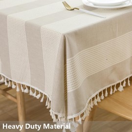 TruDelve Heavy Duty Cotton Linen Tablecloth for Rectangle Table Stitching Tassel Table Cloth for Dining Table Dust-Proof Table Cover for Tabletop Decoration (55"x98", Gray)