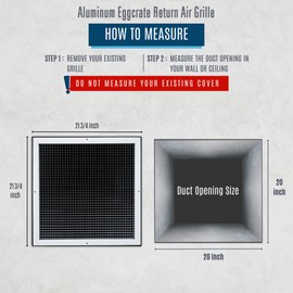 Fits 20x20 Duct Opening | Aluminum Eggcrate Return Air Grille | Low Noise & High Air Flow, Rust Proof Vent Cover Grill for Sidewall & Ceiling | White | Outer Dimensions: 21.75" X 21.75"